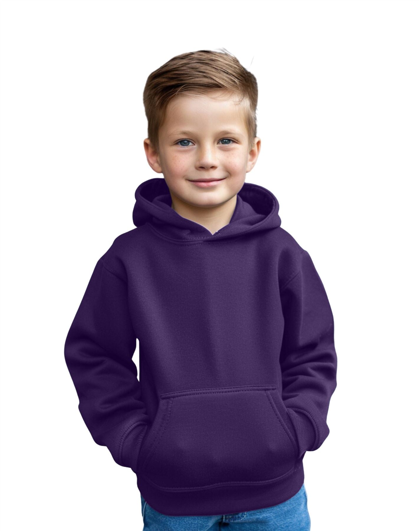 AZ400 Aykiz Kids Boys Girls Plain Pullover Hoodie Age 3-13 Years